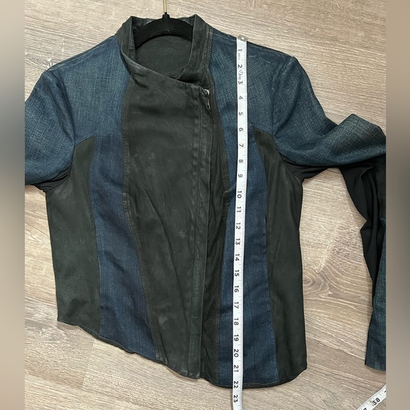 Helmut Lang Jean/Leather Double Zip Asymmetrical Jacket- Medium - Picture 6 of 12
